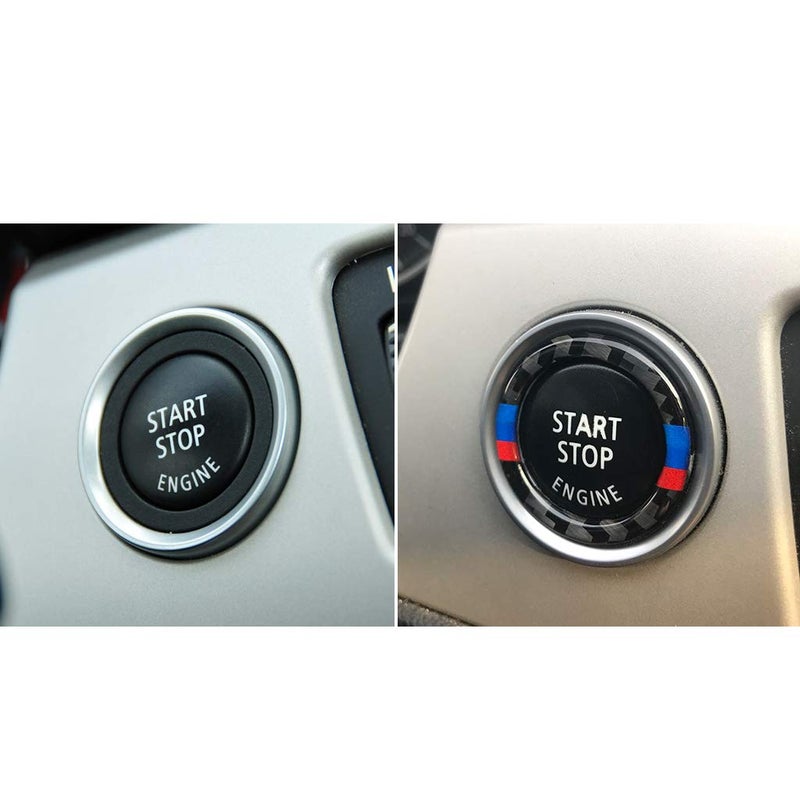 Fsforcar Carbon Fiber Car Engine Start Stop Ignition Key Ring Decorative Sticker for Compatible with BMW E90 E92 E93 3 Series Engine Start Button Cover (Mixed Color) - Image 2